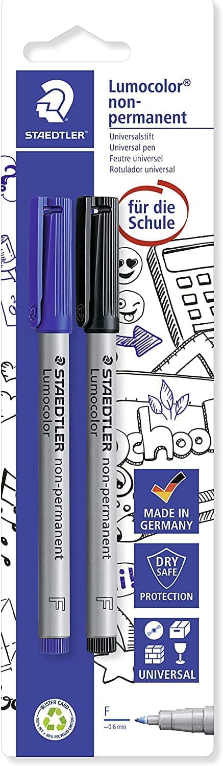 Lumocolor Non-Permanent F 0.6 mm, 2er Bl, Blue + Black