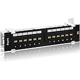 Rapink Patch Panel 12 Port Cat6 10G Support, Network Patch Panel UTP 10-Inch, Wallmount 1U Ethernet Patch Panel Punch Down Bl