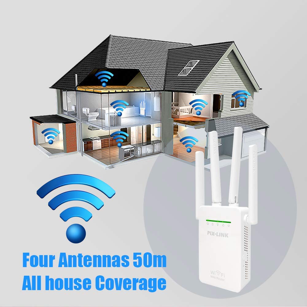 Wifi Range Extender 4 Antennas Strong Signal Booster 300mbps 2.4ghz Wireless Repeater High Coverage