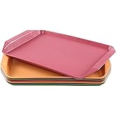Leendines Plastic Fast Food Serving Trays, 6 Packs Colored Cafeteria Trays