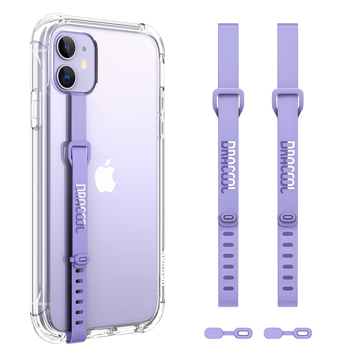 Dracool 2pcs Phone Strap Silicone Phone Grip Holder Phone Loop Elastic Stretching Hand Strap Finger Holder Universal for iPhone Case Most Cell Phone Case Lightweight Slim Phone Strap - Purple