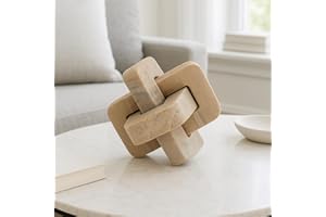 SAGEBROOK HOME Modern Marble Sculpture for Home Decor – Living Room Decor Ornament, Bathroom and Office Decor – Shelf Styling with Modern Abstract Object – Decorative Statues for Coffee Table Decor – 5", Brown