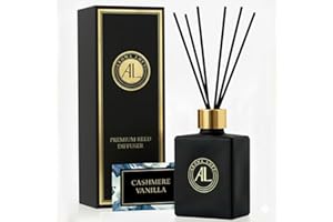 AROMA LOFT Reed Diffuser - Fragrance Diffuser- Reed Diffusers for Home- Cashmere Vanilla -5 oz. Oil Diffuser Sticks - Bathroom Diffuser Set- Oil Diffuser Reeds - Scent Sticks in Oil-Office Smell Good Stuff