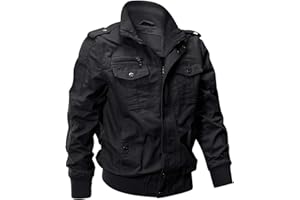 EKLENTSON Mens Military Bomber Jackets Casual Fall Cotton Lightweight Cargo Jacket Stand Collar Windbreaker Jacket 5 Pockets