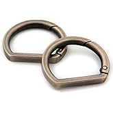 10pcs Metal Spring Key Ring,Spring Snap Hooks Clip Buckle,Flat D Ring for Purses (Brushed Brass)