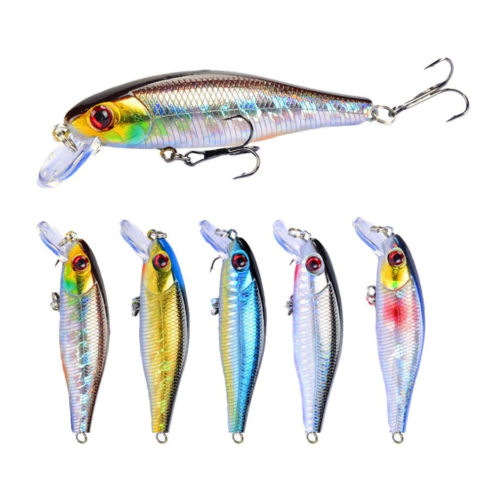 J-ouuo Fishing Lures 5 Pcs 3D Printing Hard Bait Crank Baits Sinking Wobbler Treble Hooks Fishing Lures,8.5cm 9.2g