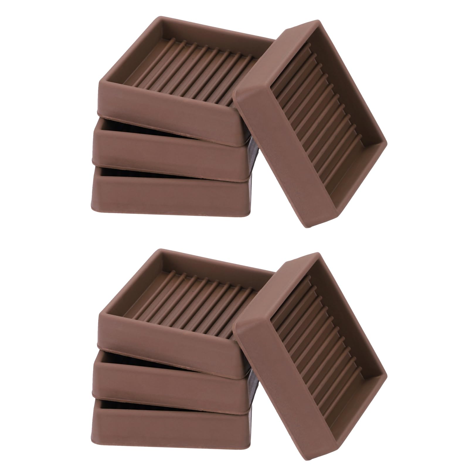 PATIKIL 2 Inch Rubber Furniture Pads, 8 Pack Non-Slip Furniture Coasters Square Anti Skid Caster Cups Furniture Feet Cup Floor Protectors for Bed Couch Stoppers, Brown