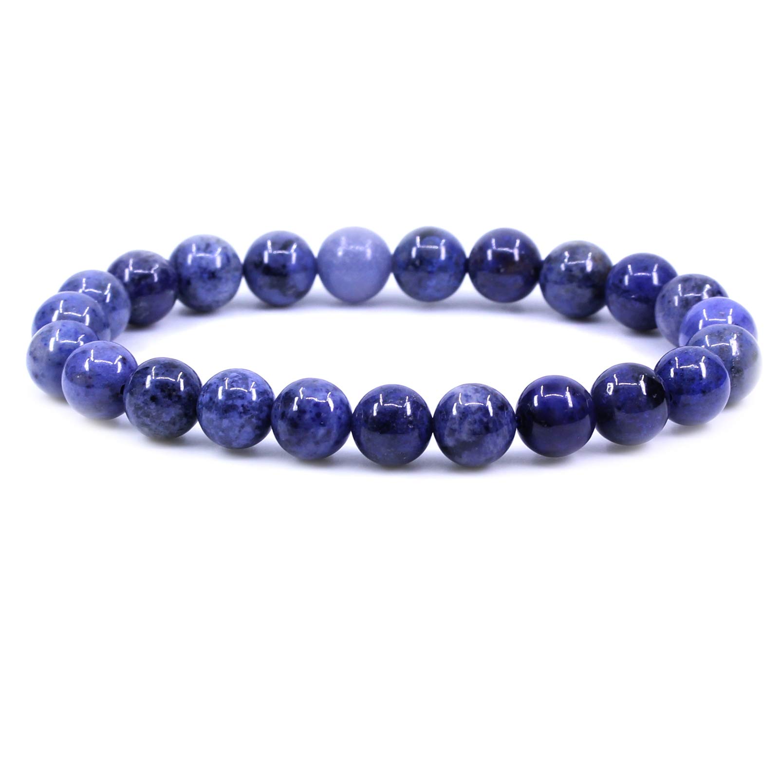 CHENYUE Natural A Dumortierite Gemstone 8mm Round Beads Stretch Bracelet 7" Unisex โ image 1