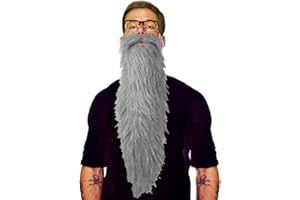 CITY COSTUME WIGS ZZ Style Lumberjack Hillbilly Long Costume Beard & Mustache Set (Grey)