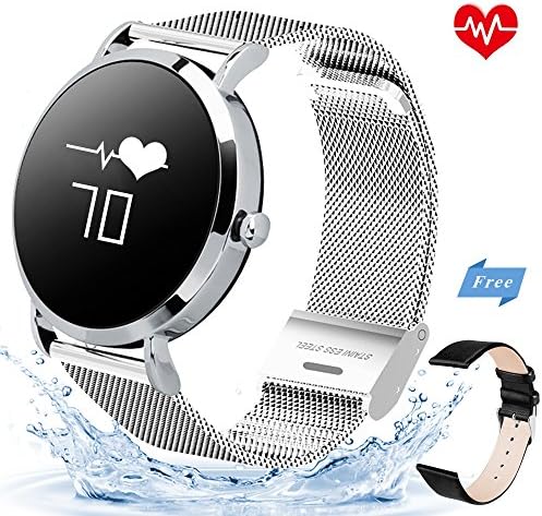 KeeGan Fitness Tracker Activity Tracker with Heart Rate Monitor and Calorie Counter Pedometer Bracelet IP67 Waterproof GPS Tracker Smart Watch for Men Women (Sliver-Steel)