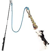 Meieke Flirt Pole for Dogs Pet Teaser Wand Outdoor Interactive Pet Dog Flirt Pole Training Exercise Rope Toy for Small Medium