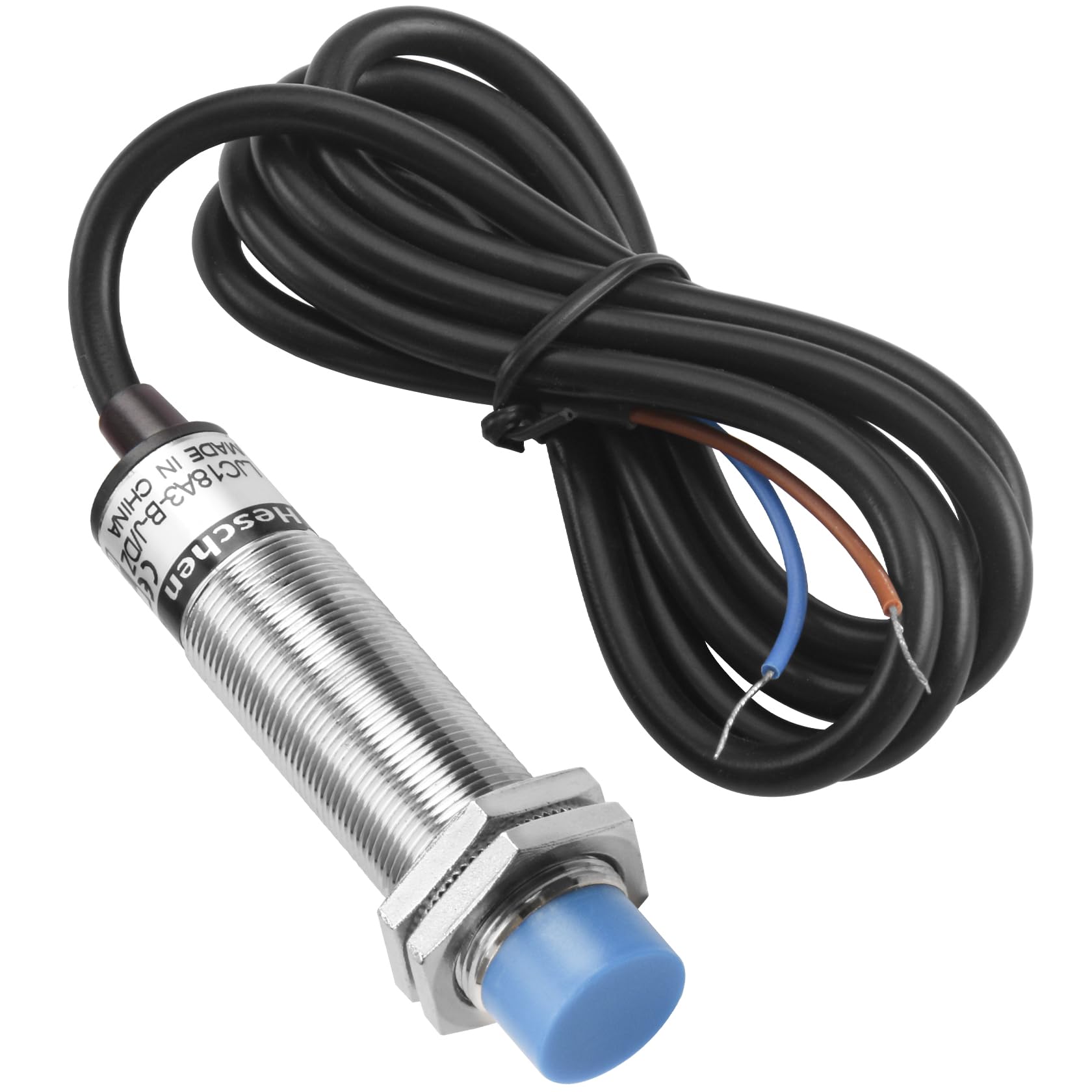 Heschen M18 Capacitive Proximity Sensor Switch Non-Shield Type LJC18A3-B-J/DZ Detector 1-10mm 90-250VAC 400mA Normally Closed(NC) 2 Wire