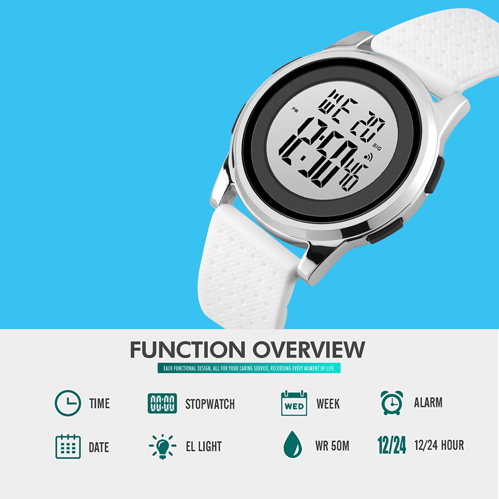 Mens Digital Watch Ultra-Thin Sports Waterproof Simple Watch Stainless Steel Wrist Watch for Men Women