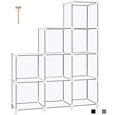 TomCare Cube Storage 9-Cube Book Shelf Storage Shelves Cube Organizer Closet Organizer Shelves Plastic Bookshelf Bookcase DIY Closet Cabinet Organizers Shelving for Bedroom Office Living Room, White