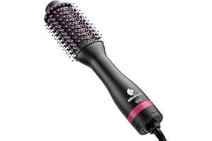 Hair Dryer Brush Blow Dryer Brush in One, MiroPure 4 in 1 Hair Dryer and Styler Volumizer with 4 Speed Temp Settings, Hot Air Brush with Oval Barrel for All Hair Style and Fast Drying, Rose Red