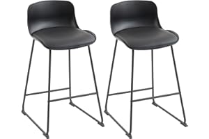 HOMCOM Modern Bar Stools Set of 2, PU Leather Upholstered Barstools, Counter Height Kitchen Chairs with Footrest for Breakfas