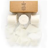 Vitalizart Cream Chiffon Silk Ribbon 1.5" x 21 Yd Handmade Frayed Fringe | Ivory Rustic Soft Thin Floral Ribbon For Flower Bo