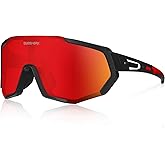 Queshark Cycling Glasses, Sports Sunglasses for Men Women, 1 Polarized 2 HD Lens, Polarized Sunglasses for Cycling Running