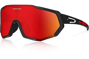 Queshark Cycling Glasses Sports Sunglasses for Men Women with 1 Polarized 2 HD Lens For MTB Running Driving Fishing Baseball