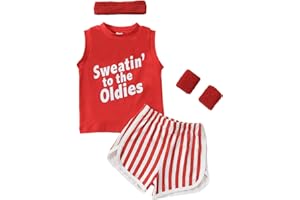 Kuriozud Baby Halloween Outfits Sleeveless Tank Tops with Shorts Headband Wristbands Set Toddler Workout Costume