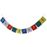 Buddha of Compassion Tibetan Prayer Flags Om Mani Padme Hum Set of 10
