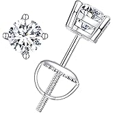 RUKYF Moissanite Stud Earrings for Men Women 0.5ct/1.0ct/2.0ct D Color VVS1 Clarity Lab Created Diamond Earrings White Gold Plated 925 Sterling Silver Hypoallergenic Stud Earrings for Women Girls