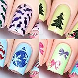 Christmas Nail Stencils 4 pack (Candies, Pine Tree, Ornament, Bow)
