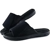 LORDFON Mens Open Toe Slippers Slip on Men Slides Cozy Memory Foam Breathable Indoor House Shoes