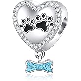 URONE Paw Print Charms Beads for Bracelets Sterling Silver Dog Heart Turquoise Charms Beads Animal Jewelry Gifts