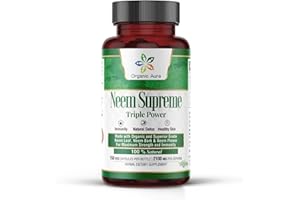ORGANIC AURA INTERNATIONAL Organic Aura Neem Supreme Capsules. 150 Veg Capsules. Triple Complex - Max Strength Pure High-Potency Azadirachta Indica Capsule. Natural Antioxidant, Skin Health, Abundant Immunity Support.