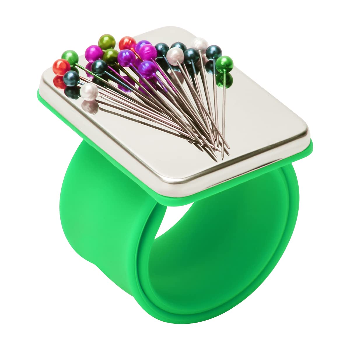Magnetic Wrist Sewing, Portable Arm Pin Cushion Magnetic Pincushion with Wristband for Sewing Collection, Hair Stylists, and Quilting (Green)