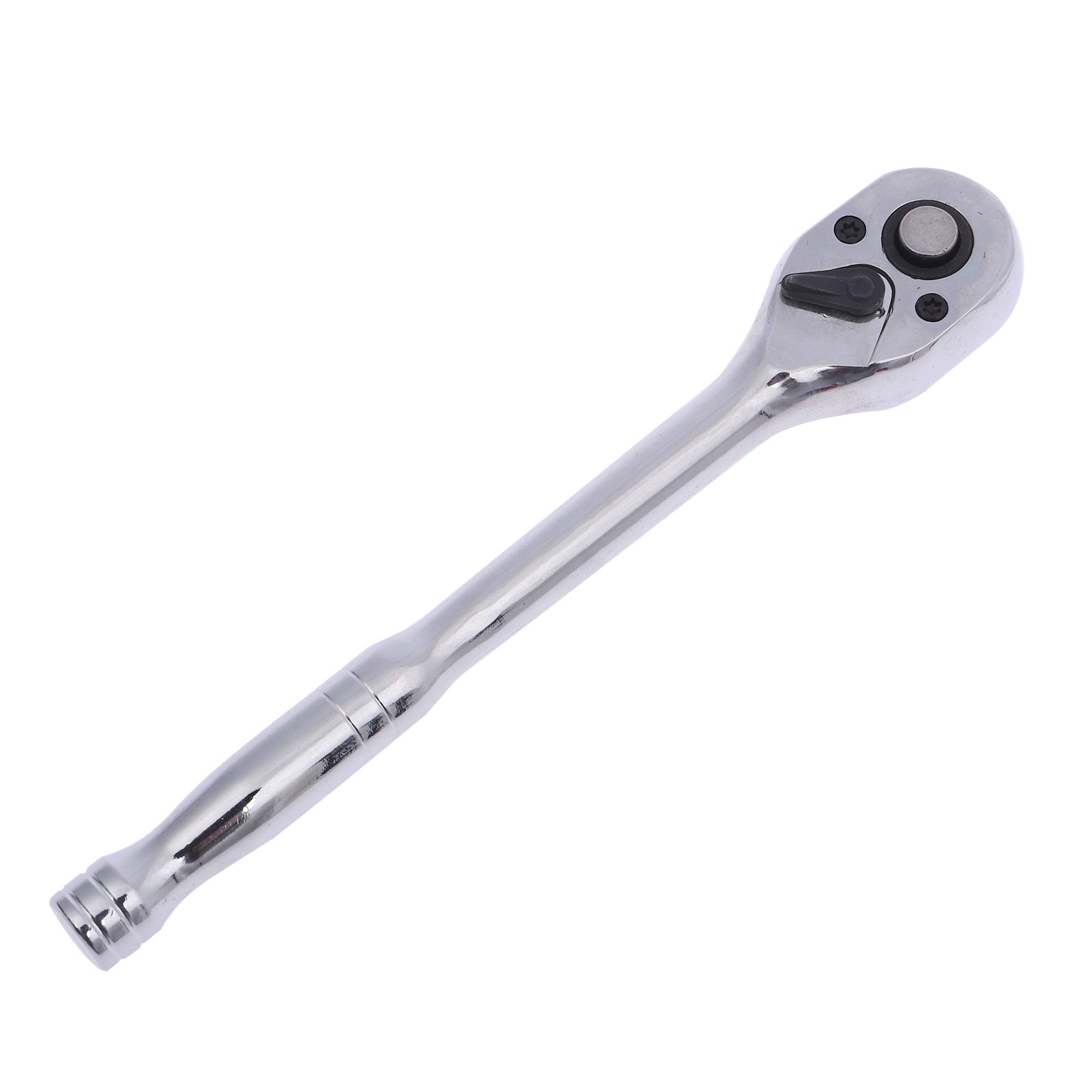 KATSU 3/8 Inch Drive 72-Teeth Quick Release Reversible Ratchet Socket Wrench Handle, Chrome Vanadium Mirror Polished, Auto Repair Garage Mechanical Tool, 195mm 422908