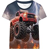 Kids 3D Print Graphic Polyester Colorful T Shirt for Boys Size 3-10 Toddler Monster Garbage Truck Tshirts Tee Top Clothes