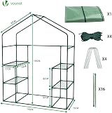 VOUNOT Walk In Greenhouse with Shelves Green 143x73x195cm Portable view 6