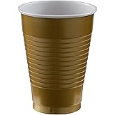 Gold Plastic Cups (Pack of 20) - 12 oz. - Versatile Drinkware for Indoor & Outdoor Parties, Weddings, Birthdays, Celebrations & More
