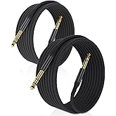 Elebase 1/4 Inch TRS Instrument Cable 10ft 2Pack,Straight 6.35mm Guitar Bass AMP Cord,Quarter inch Male Jack Stereo Audio Bal