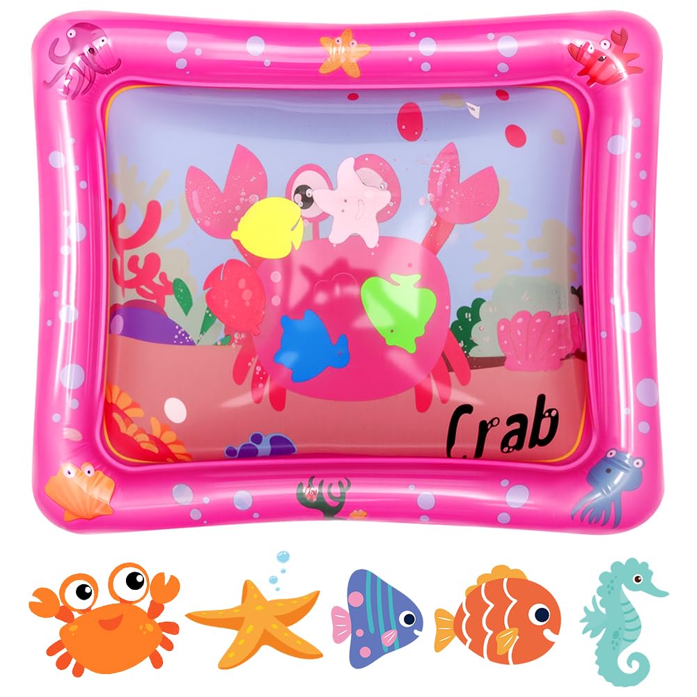 Aolso Tummy Time Mat, Inflatable Tummy Time Water Mat, Newborn Toys Play Mat Baby Playmat Sensory Toy, Baby Water Play Mat for Infants and Toddlers 3 Months and Above (Pink）…