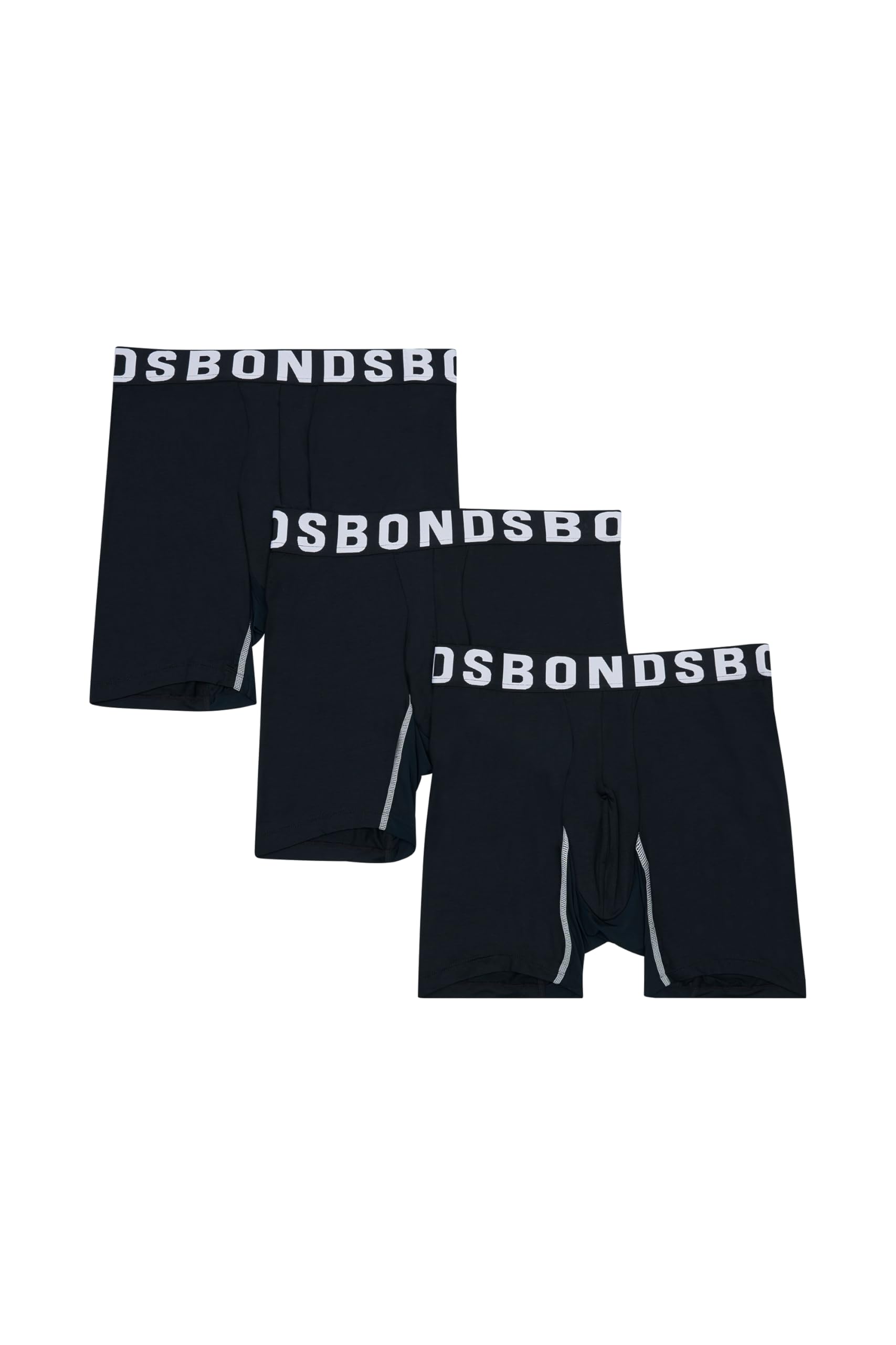 Photo 1 of ** UNKNOWN SIZE*** Bonds Men's Underwear Anti-Chafing Boxer Briefs Pack, Chafe Off Men's Boxer Briefs, Viscose/Bamboo Underwear, 3-Pack Black/Black/Black