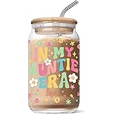 Nurforta Mothers Day Gifts for Aunt Auntie - Funny Birthday Christmas Day Gifts from Niece for Auntie New Aunt - 16 Oz Glass Coffee Cup
