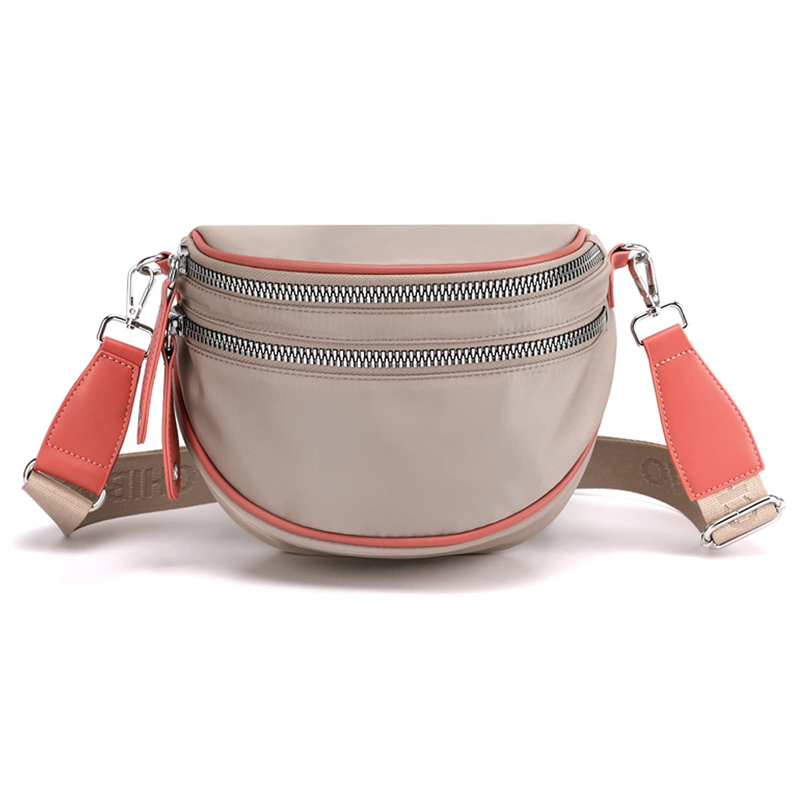 FANDARE Casual Shoulder Sling Bags Teens Crossbody Bag Girls Saddle Satchel Bag Lightweight Multifunctional Messenger Bag for Sport Campus Hiking Cycling Daily Use Waterproof Nylon Oxford Khaki