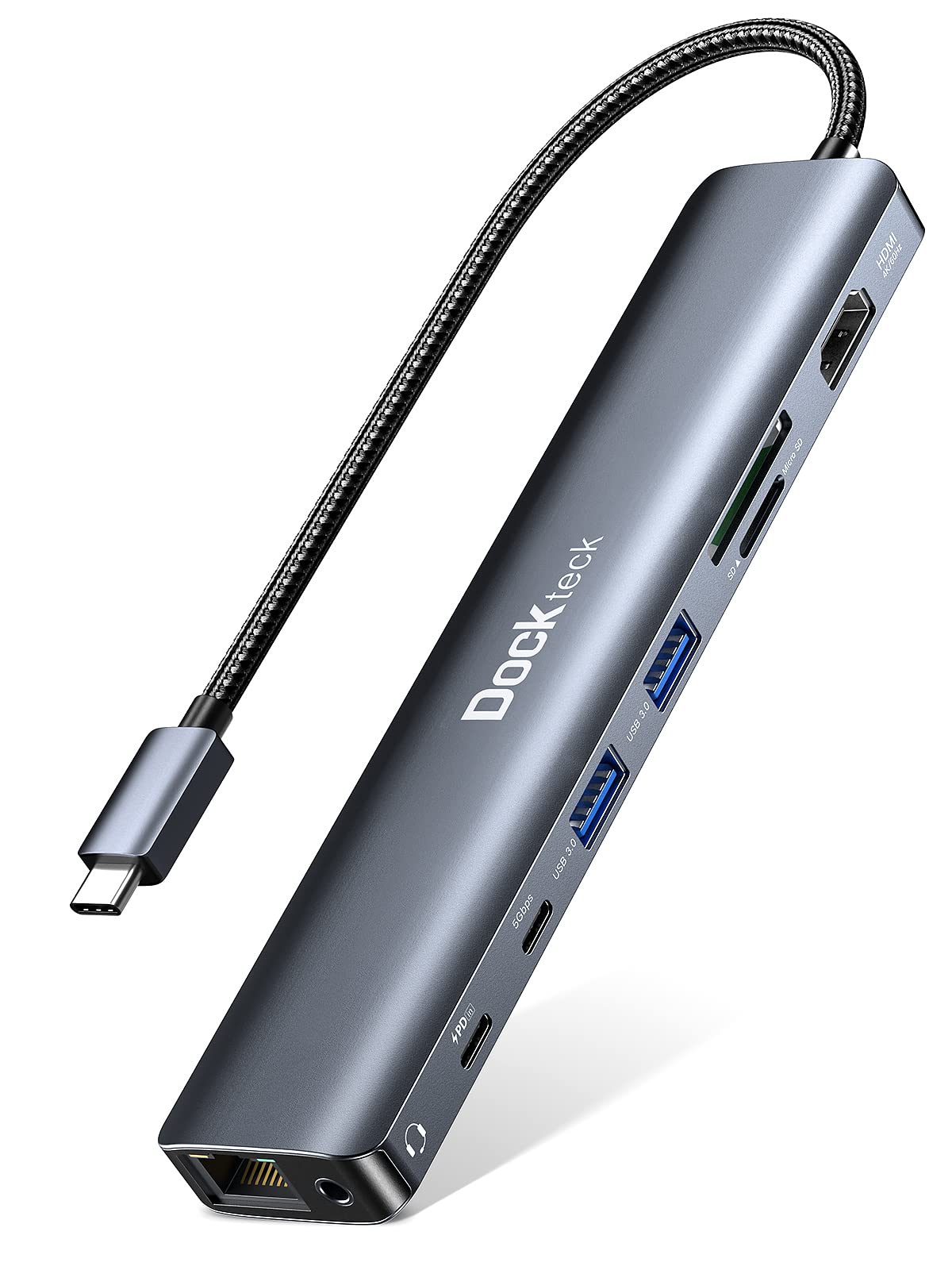 Photo 1 of Dockteck 9-in-1 USB-C Hub: HDMI 4K@60Hz, Ethernet, 100W PD, Audio, 2x USB-A 5 Gbps, SD/TF Card Reader for MacBook, iPad, XPS, Microsoft