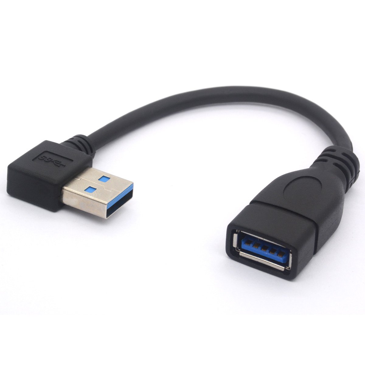OpenII Short USB 3.0 Extension Cable, 90 Degree Left Angled USB Type A Male to Female Lead 5Gbps Speed Extender Cord - 15cm (Right) โ image 1
