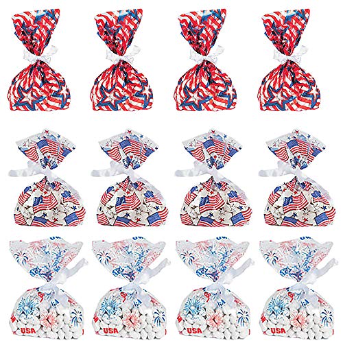 Patriotic America Bags Plastic Cellophane Assorted Bag (12-Pack)