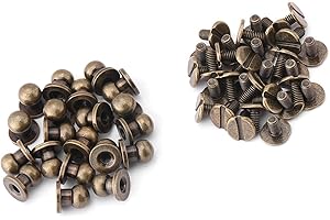 20pcs Leather Rivets Kit Round Head Solid Copper Nail Rivet Button DIY Leather Accessories(8 * 6mm bronze)