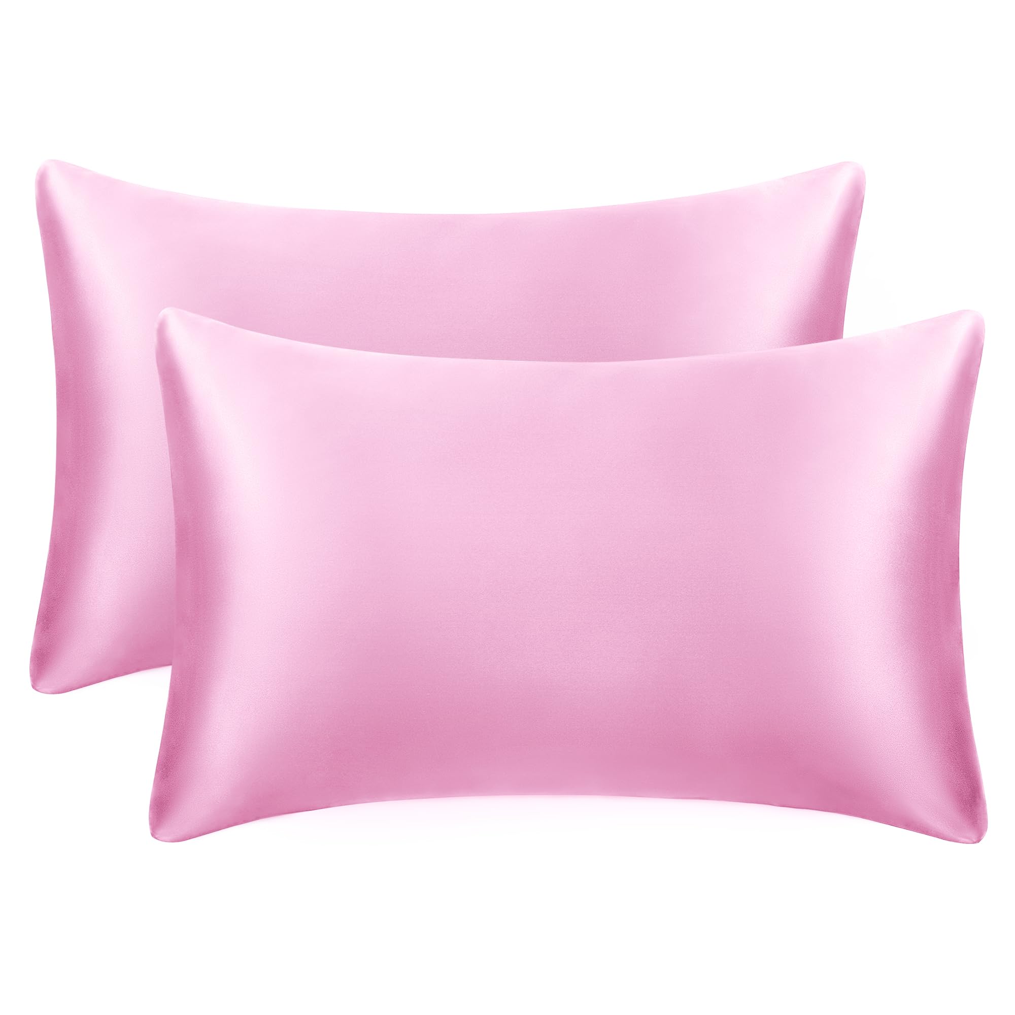 Photo 1 of EXQ Home Pillowcase Pink Pack 2 Standard Size 20x26inches Soft Pillow Cases Set of 2 Satin Pillow Case with Envelope Closure