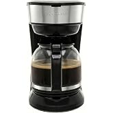 OVENTE 12-Cup Drip Coffee Maker with Easy On/Off Switch, Black CM412B | Anti-Drip System, Heat-Resistant Borosilicate Glass Carafe, Reusable Filter, Water Level Indicator, Ideal for Home or Office