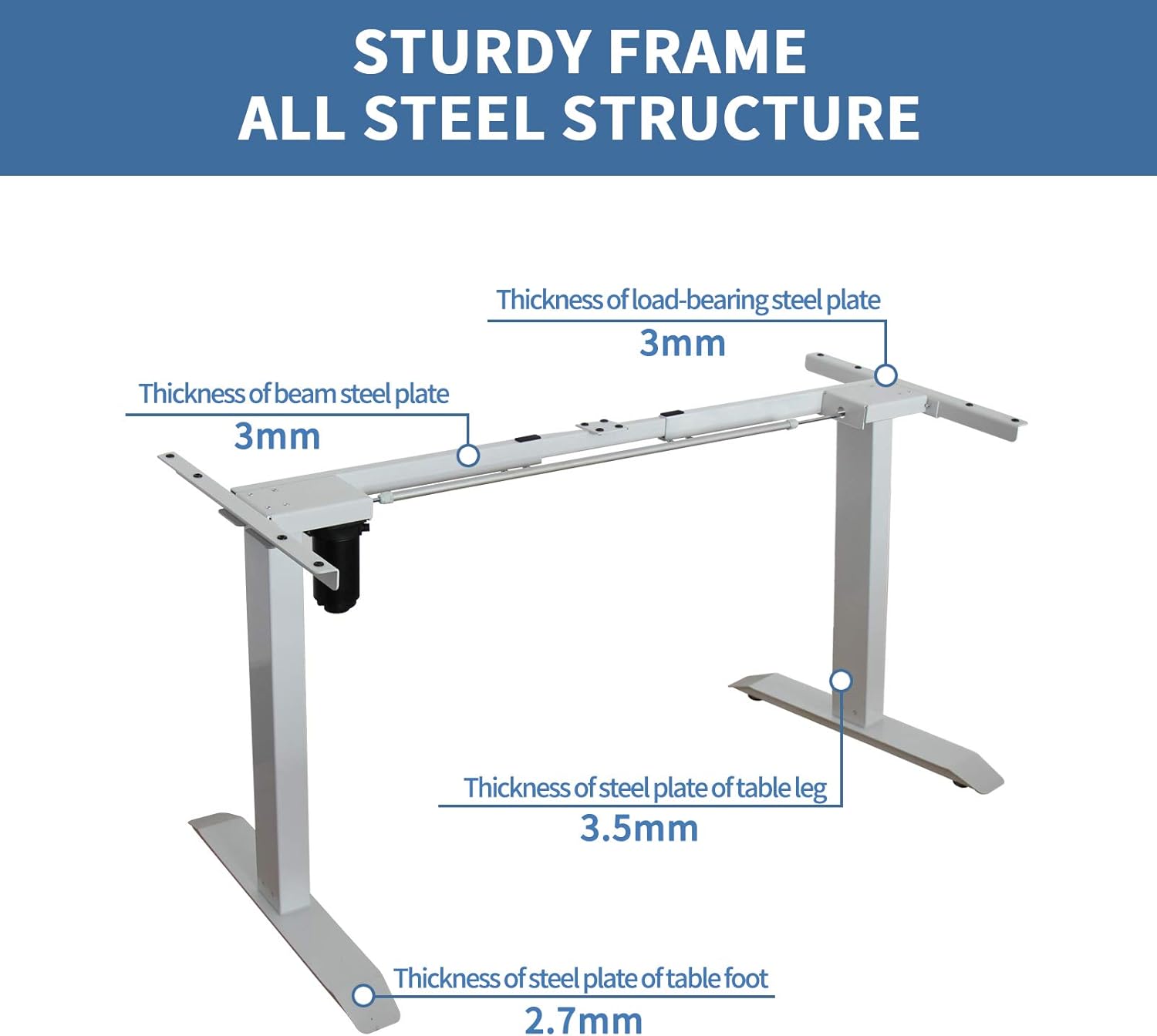 Electric Standing Desk Frame with Power Hub - MAGARI DIY Electric Computer Home Office Desk with Power Station & Cable Management, 4 Memory Presets, Sit to Stand PC Rolling Workstations（White Frame）: Kitchen & Dining