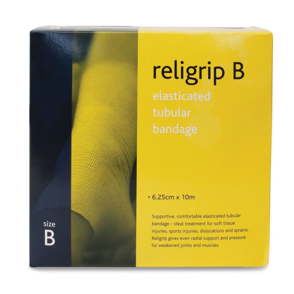 Reliance Medical Religrip Elasticated Tubular Bandage - Supportive and Comfortable, Ideal for Soft Tissue Injuries, Dislocations, and Sprains, 10 m, Size B, White