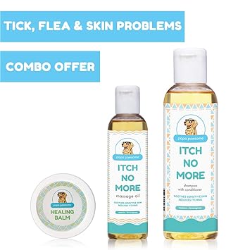 Papa Pawsome Itch No More Massage Oil 100ml + Itch No More Shampoo with Conditioner 250ml + Healing Balm 10g Combo