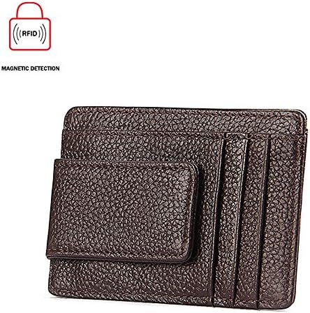 UniLife Men's RFID Blocking Slim Wallet Money Clip Genuine Leather Magnetic Front Pocket Credit Card Holder (Coffee)